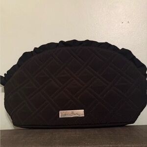 Vera Bradley Black Quilted Ruffle Cosmetic | Geometric Interior | EUC | Retired